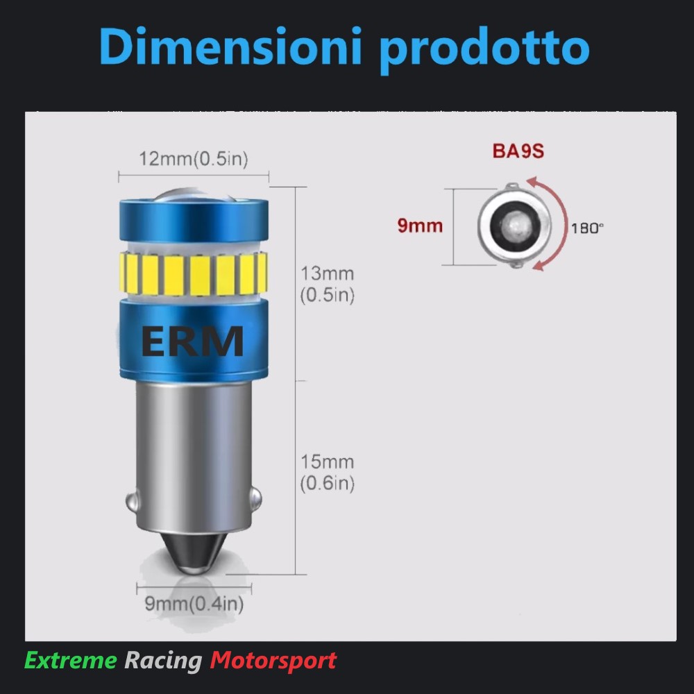 Xtreme Racing Lampadine LED BA9S ERM luci targa coppia bianca IP68