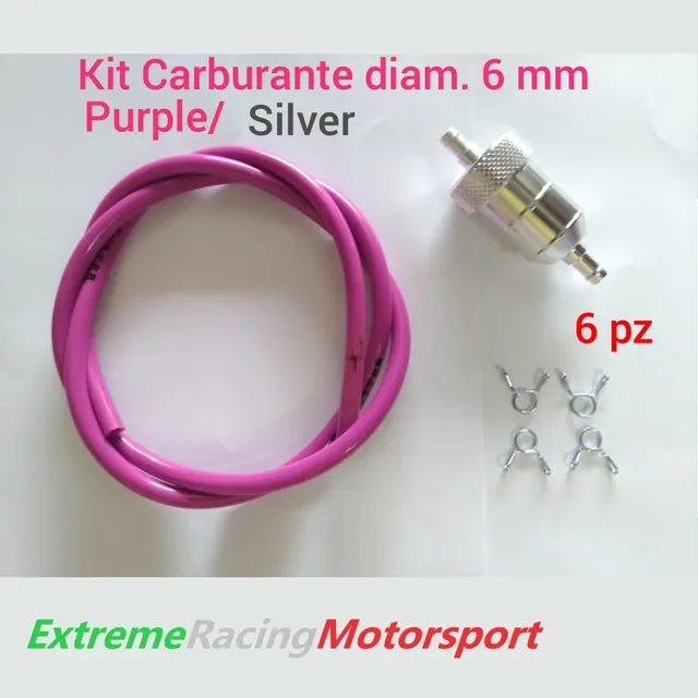 Xtreme Racing Impianto Carburante e Regolatori di Pressione Kit Tubo Siliconico Carburante 6 PZ 5x7 mm Purple Dark/Chrome
