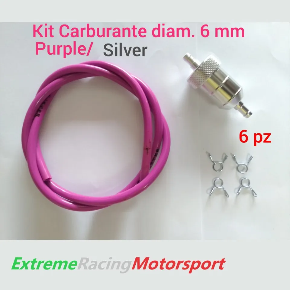 Xtreme Racing Impianto Carburante e Regolatori di Pressione Kit Tubo Siliconico Carburante 6 PZ 5x7 mm Purple Dark/Chrome