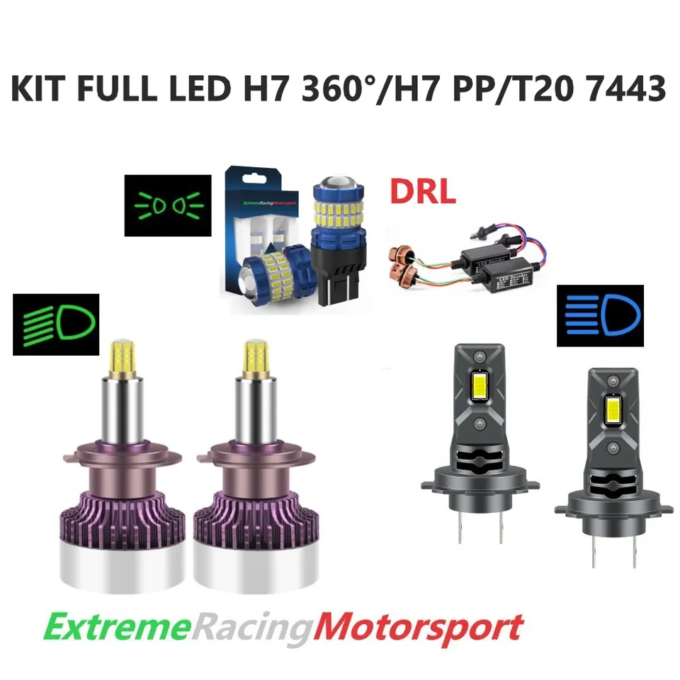 Xtreme Racing Kit Illuminazione LED ERM T20 7443 21/5W/H7 360° 25Klm/H7 PP kit full LED