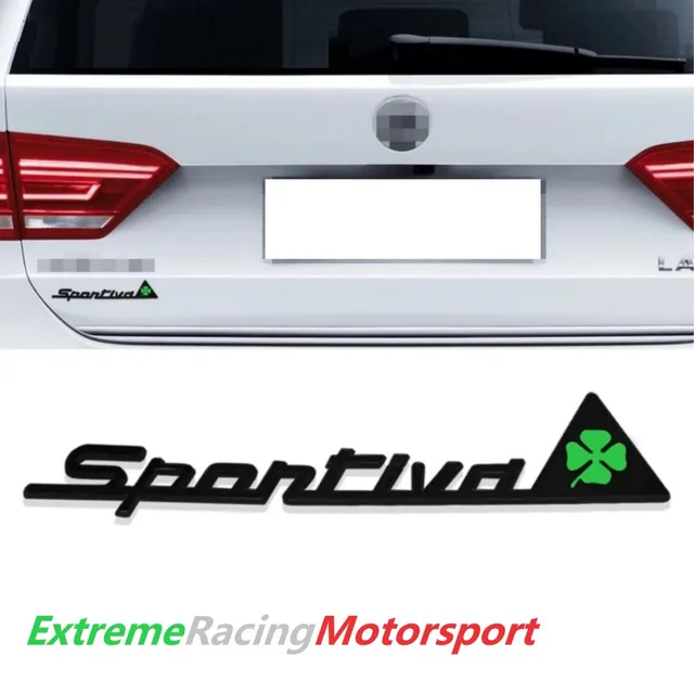 Xtreme Racing Decorazioni Auto e Adesivi Stemma in Metallo Black Sportiva Quadrifoglio Verde