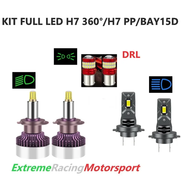 Xtreme Racing Kit Illuminazione LED BAY15D 21/5W H7 360° 25Klm/H7 PP Full LED