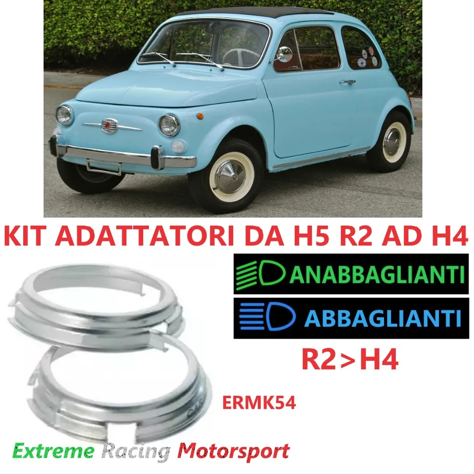 Xtreme Racing Accessori per Illuminazione LED ERMK54 Fiat 500 Old adattatori H5>H4 coppia in alluminio