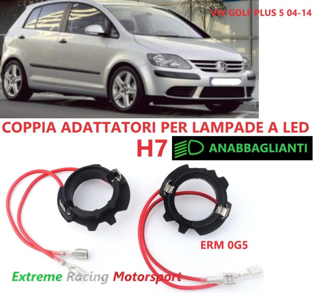 Xtreme Racing Accessori per Illuminazione LED ERM0G5 VW Golf V Plus adattatori H7 coppia ABS