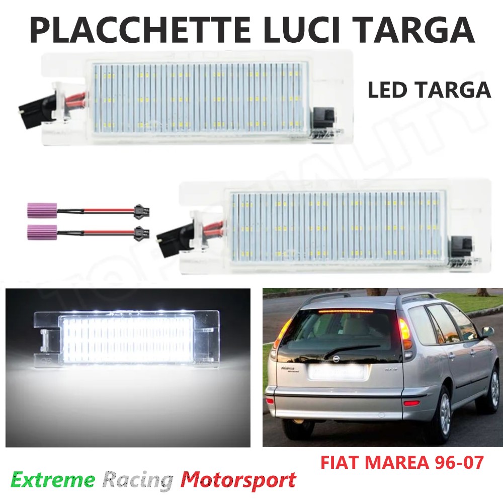 Xtreme Racing Accessori Illuminazione LED Fiat Marea 96-07 placchette targa LED coppia, bianco