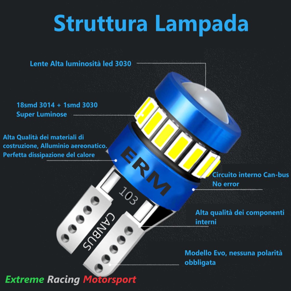 Xtreme Racing Kit Illuminazione LED FULL LED T10/H7 360° 25K/H1 PP bianco 6000 K