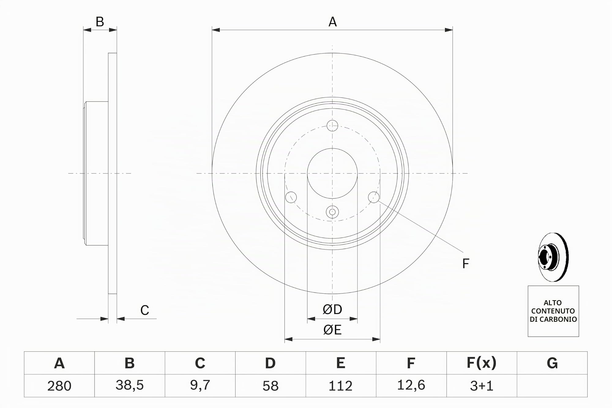 Bosch HCP Sistema frenante BD1168 dischi freno 2 pezzi 280 mm