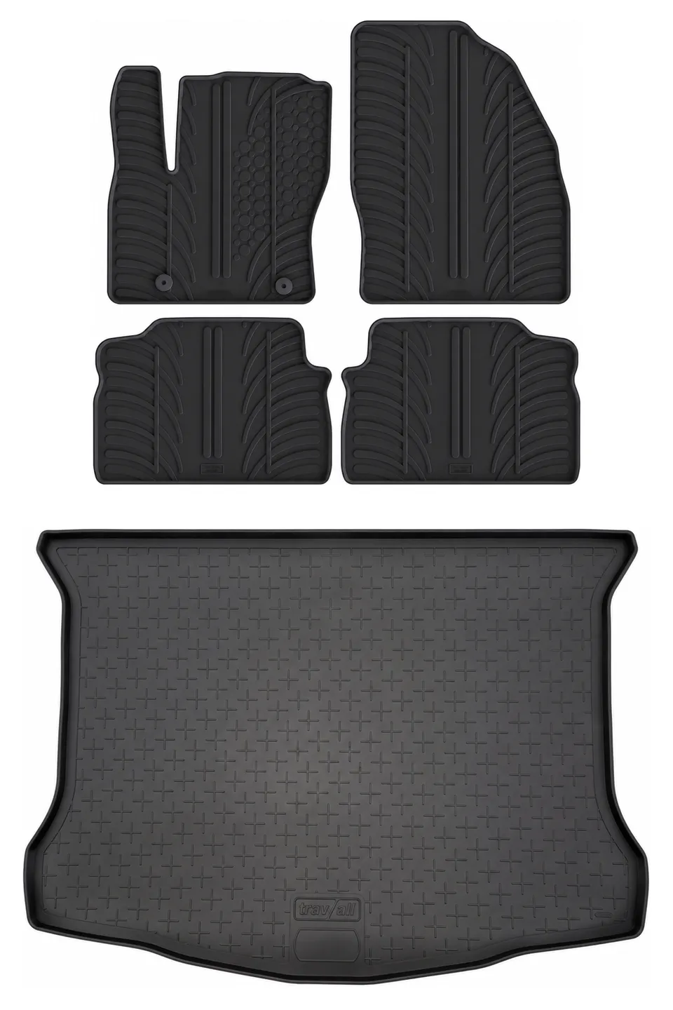 Travall Bundles Ford Kuga Rubber Boot Liner and Rubber Car Mats Bundle 2008-2012 kit gomma