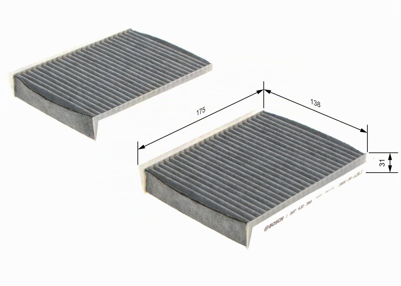 Bosch Filtri 1987432386 filtro abitacolo carboni attivi 2 pezzi