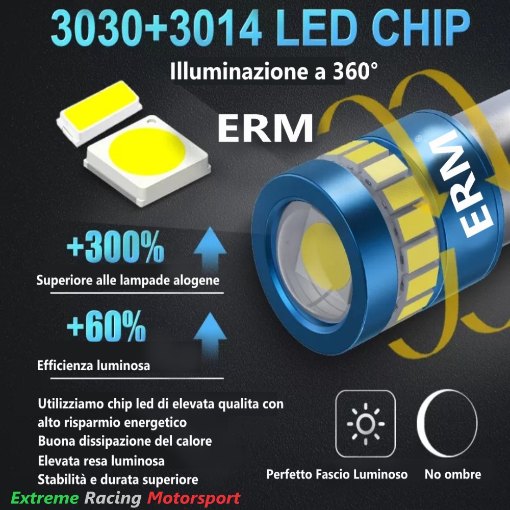 Xtreme Racing Lampadine LED BA9S ERM luci targa coppia bianca IP68