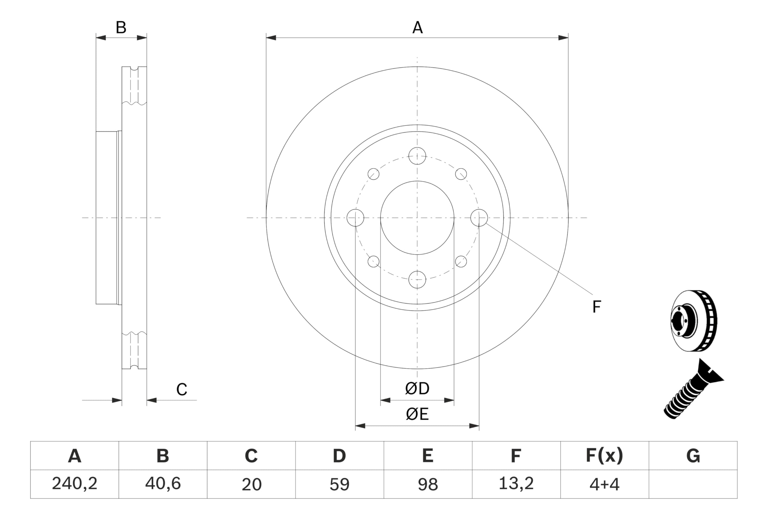 Bosch Sistema frenante BD962 dischi freno ventilati set 2 pezzi ECE-R90