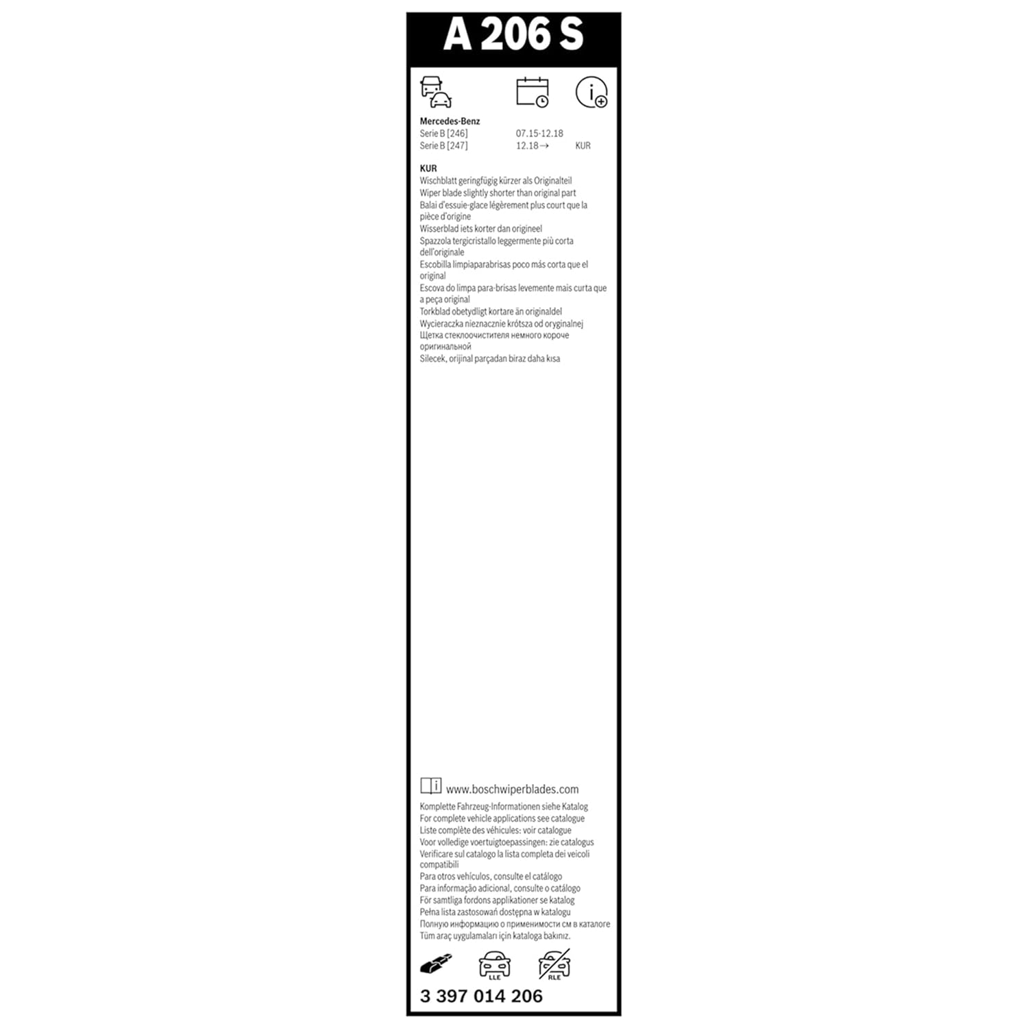 Bosch Spazzole tergicristallo Aerotwin A206S 2 pezzi anteriori
