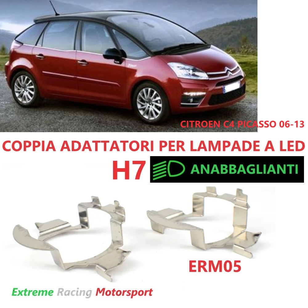 Xtreme Racing Accessori per Illuminazione LED Adattatori Portalampade a Led ERM005 Citroen C4 Picasso 06-13 H7