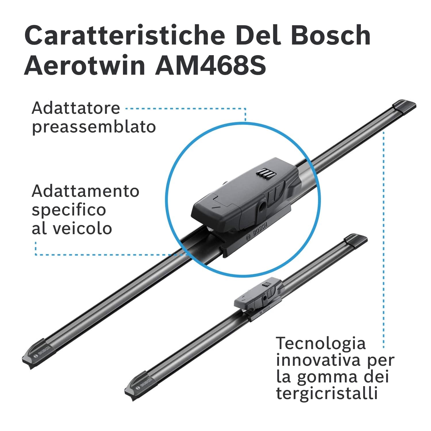 Bosch Spazzole tergicristallo AM468S 650/400 mm con spoiler