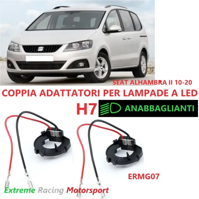 Xtreme Racing Accessori per Illuminazione LED ERMG07 adattatori portalampade H7 Seat Alhambra II coppia
