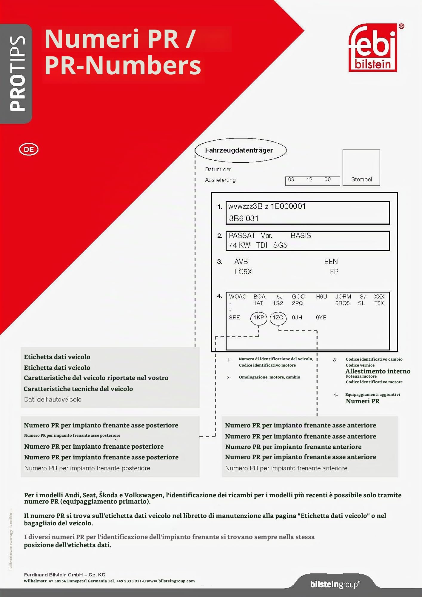 Bilstein Frenante 16994 kit pastiglie freno anteriori con sensore