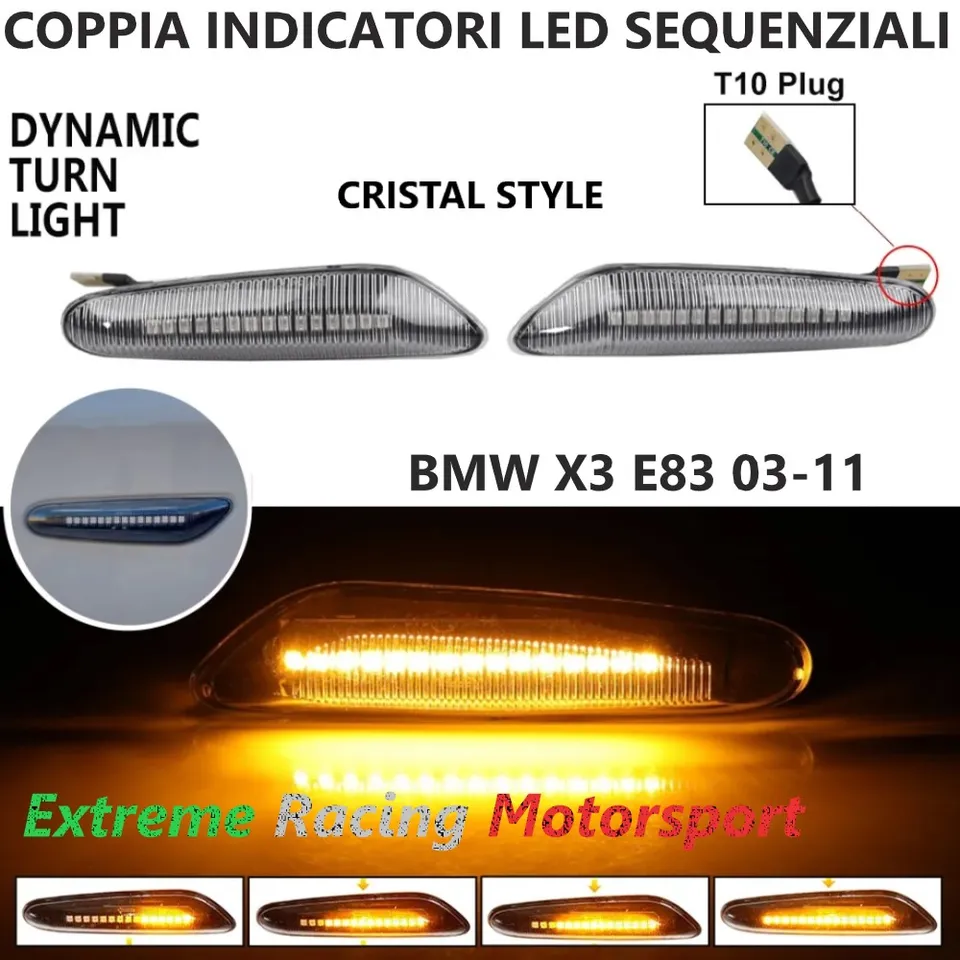 Xtreme Racing Indicatori di Direzione LED Dinamici BMW X3 E83 04-10 Cristal Fumé coppia