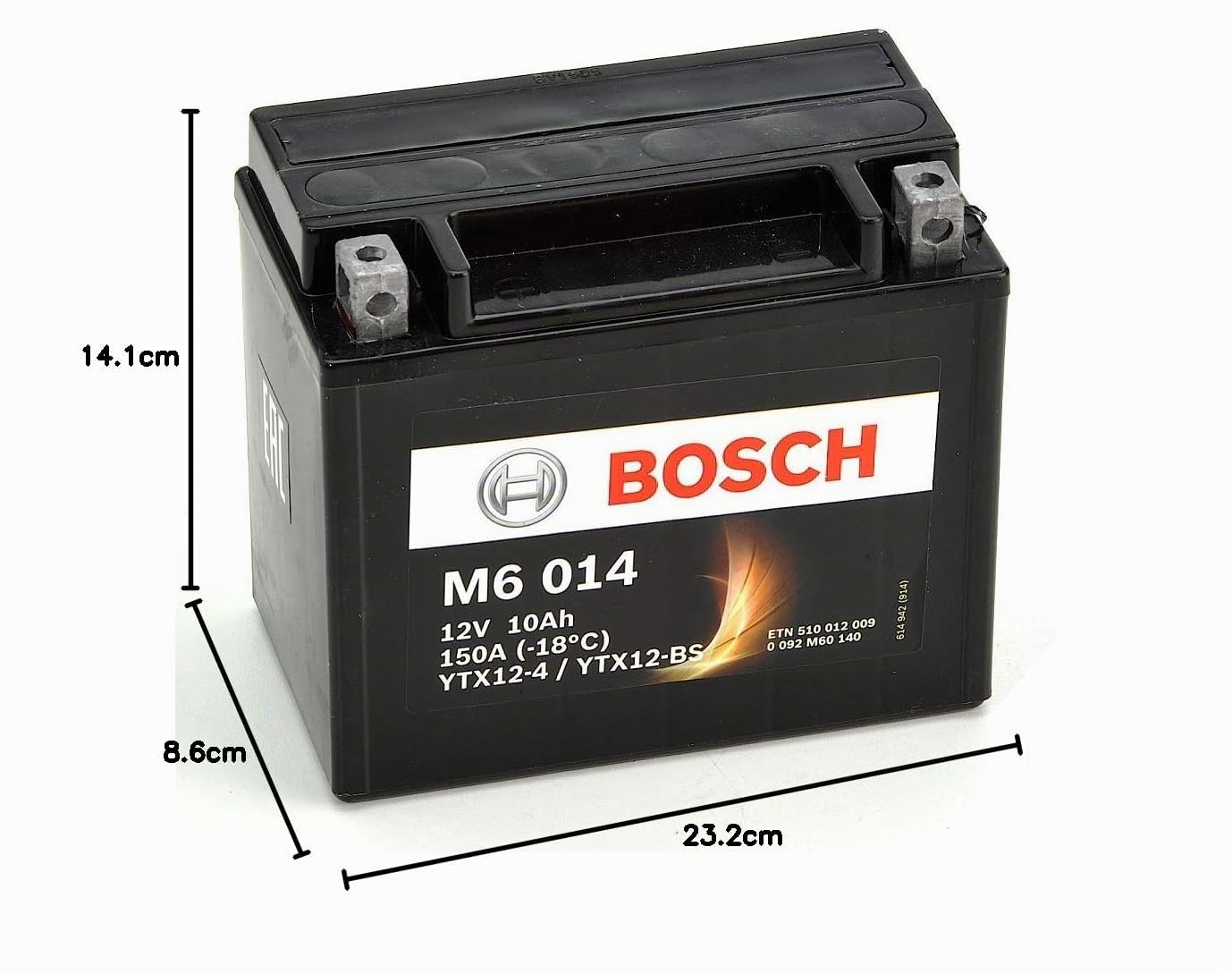 Bosch Batterie YTX12-BS batteria moto 12 V 12 Ah con acido