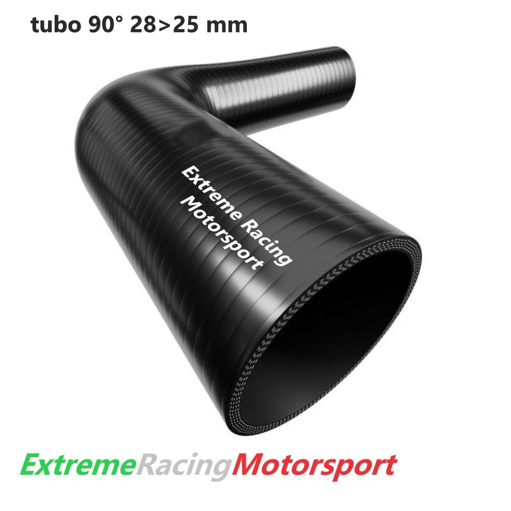 Xtreme Racing Impianto Carburante e Regolatori di Pressione Curva Siliconica 90° ERM Riduzione D. 28-25 mm NERO Abarth Cinquecento T-Jet rinforzata
