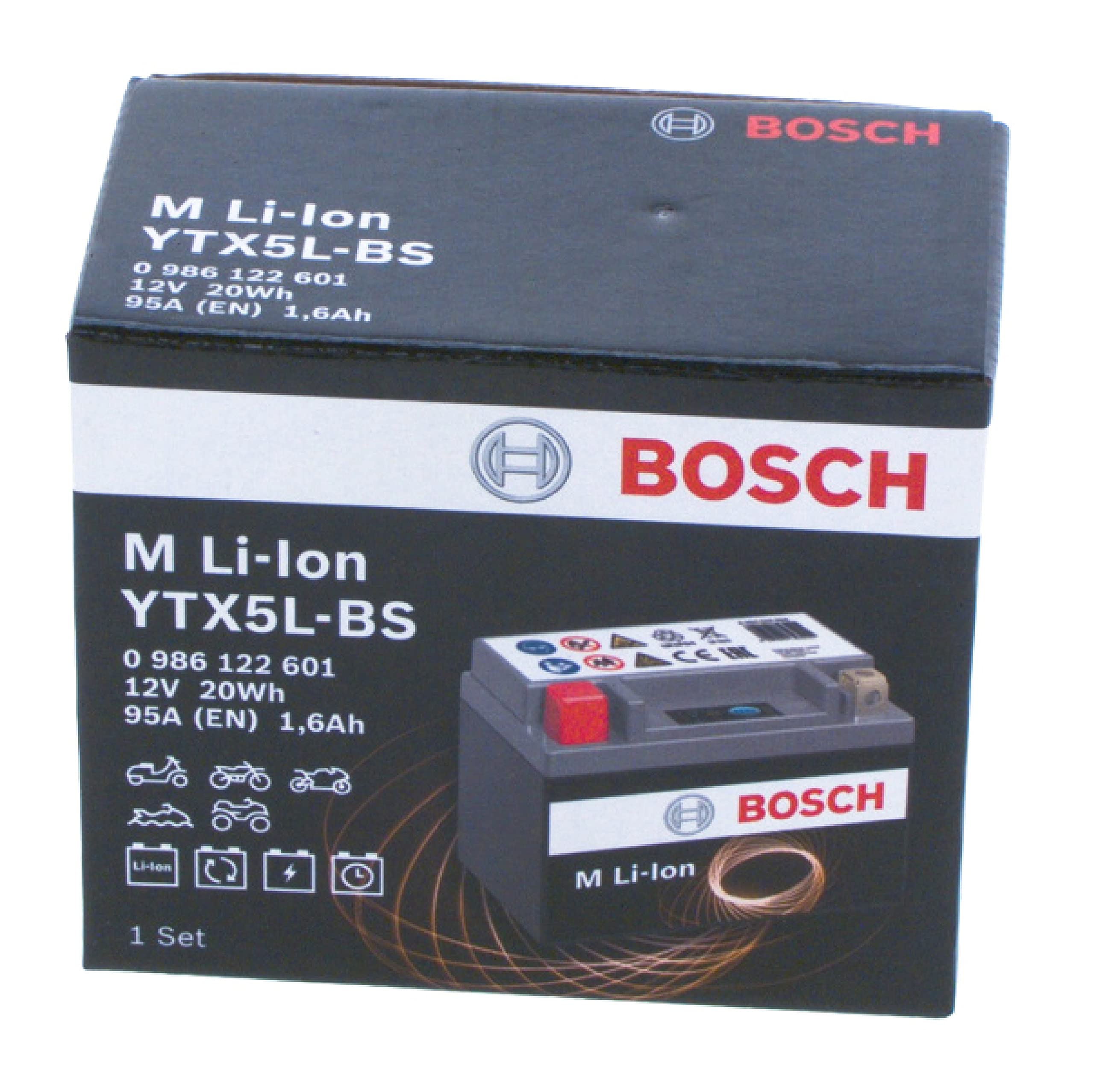 Bosch Batterie 0986122601 batteria moto litio 12 V 1,6 Ah senza manutenzione