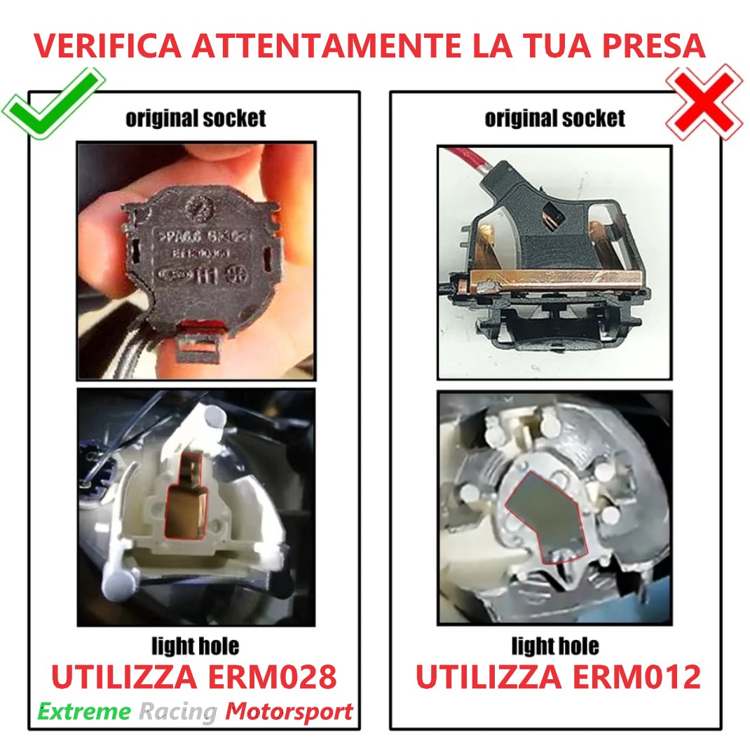 Xtreme Racing Accessori per Illuminazione LED ERM028 Opel Adam adattatori H1 in acciaio 2 pezzi