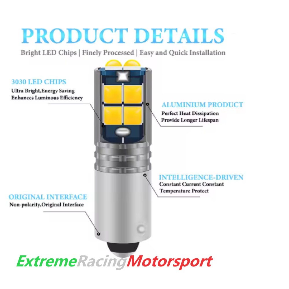 Xtreme Racing Lampadine LED ERM H21W BAY9S lampadine frecce arancioni 2 pezzi