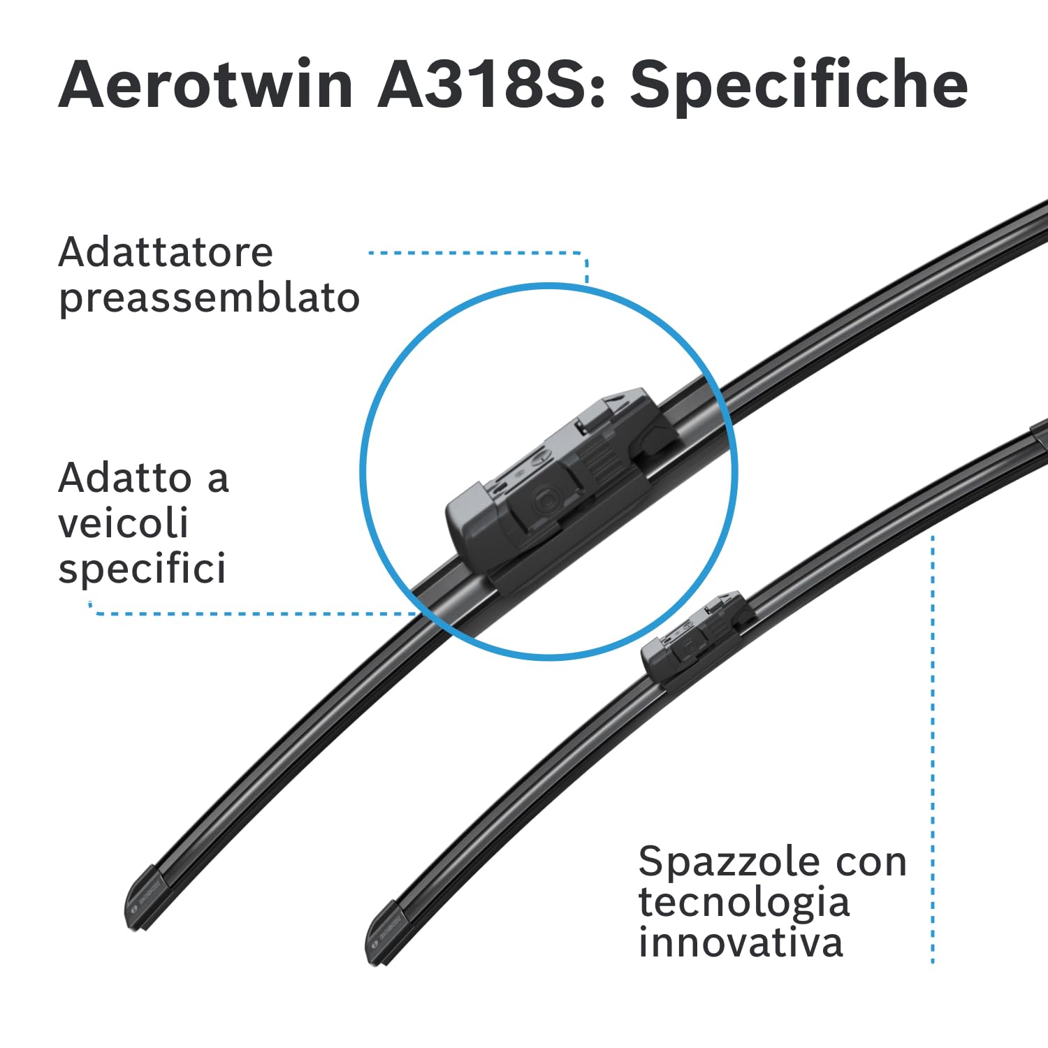Bosch Spazzole tergicristallo 3397014318 Aerotwin A318S set 2 pezzi anteriori