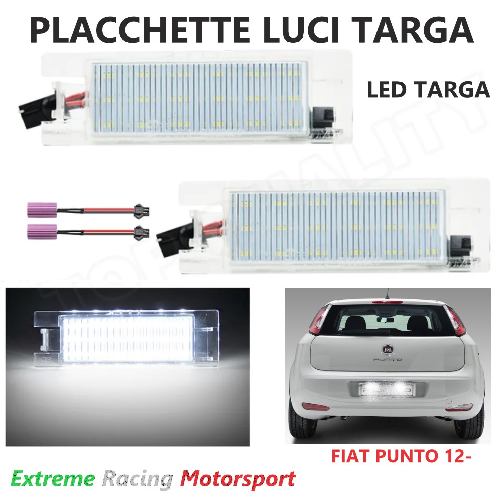 Xtreme Racing Accessori per Illuminazione LED Placchette Luci Targa a Led Fiat Punto 2012 12- bianco 2 pezzi