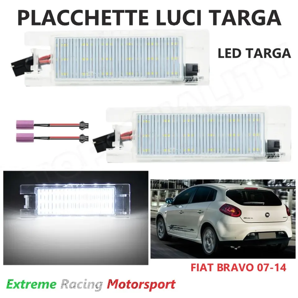 Xtreme Racing Accessori per Illuminazione LED placchette luci targa Fiat Bravo 06-14 bianche 2 pezzi
