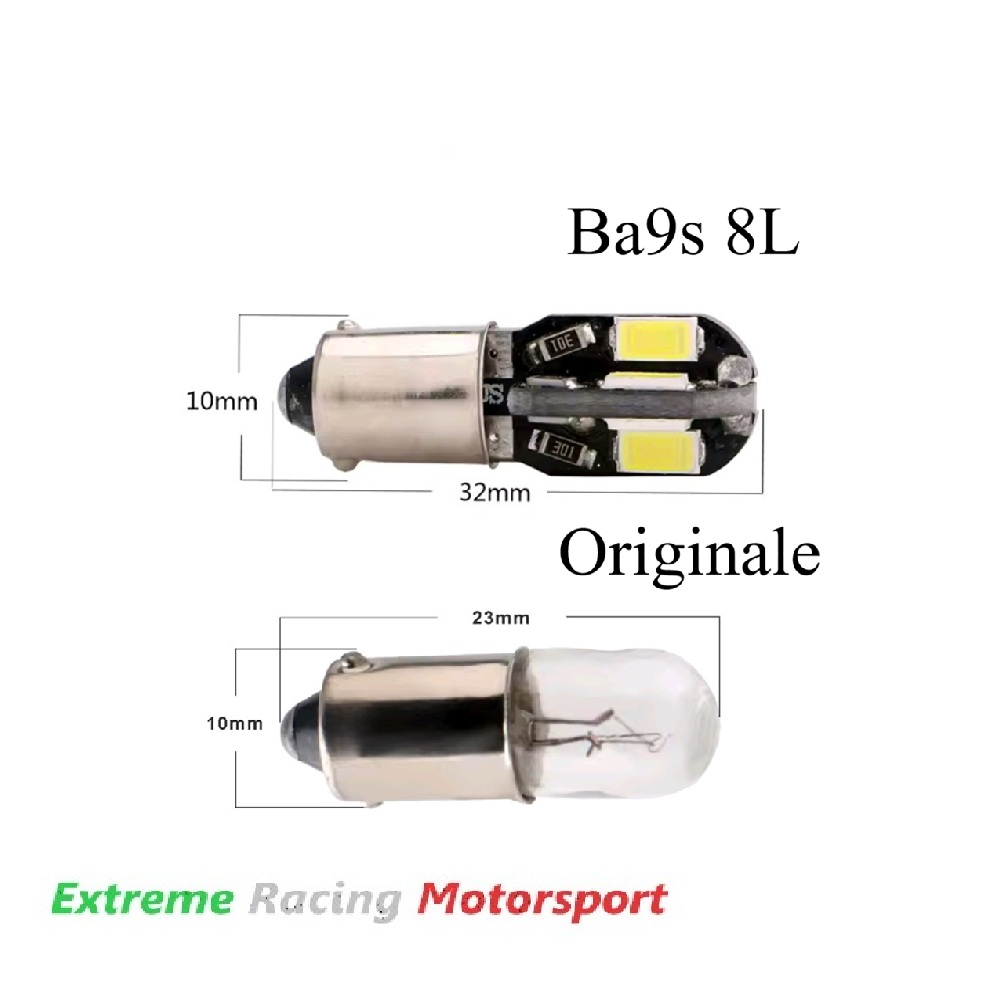Xtreme Racing Lampadine LED Luci Targa BA9S 8L lampadine bianche coppia