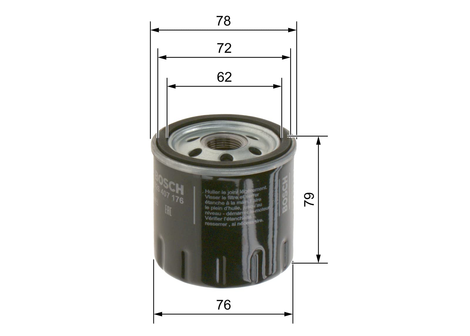 Bosch HCP Filtri P7176 filtro olio M20 x 1,5