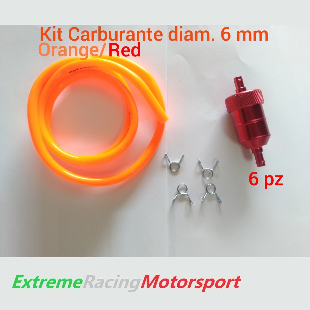 Xtreme Racing Impianto Carburante Kit Tubo Silicone 5×7 mm Orange/Rosso 6 pz