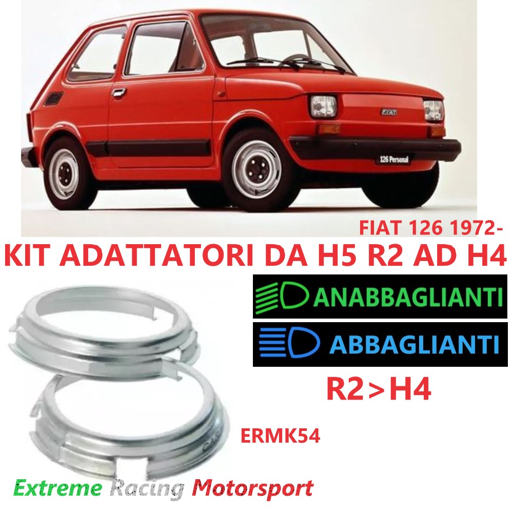 Xtreme Racing Accessori per Illuminazione LED ERMK54 Fiat 126 1972- adattatori H5 H4