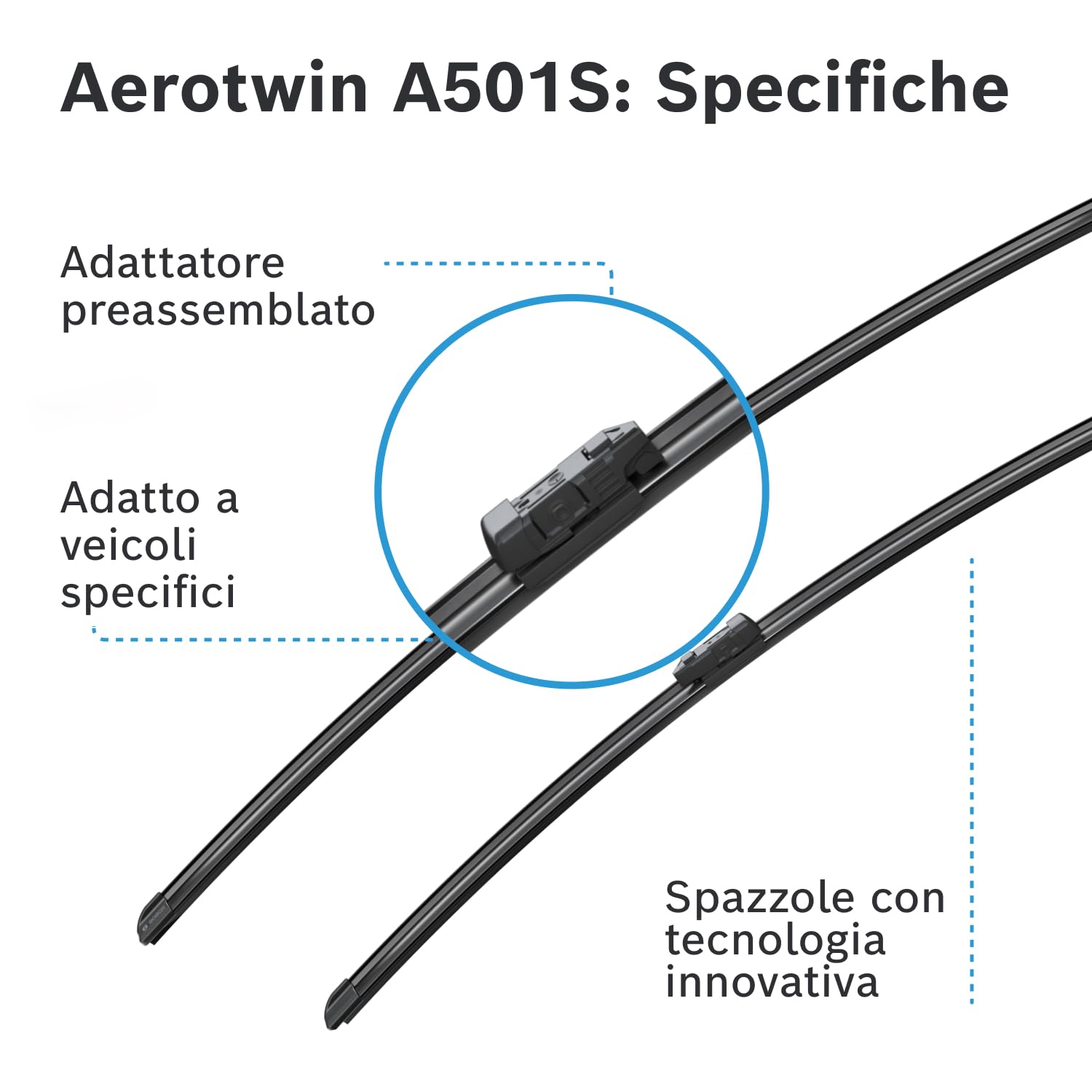 Bosch Spazzole tergicristallo AeroTwin A501S 2 pezzi 800/680 mm