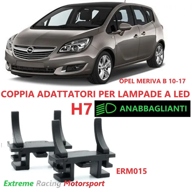 Xtreme Racing Accessori per Illuminazione LED ERM015 adattatori H7 LED Opel Meriva B 2010-2017, coppia