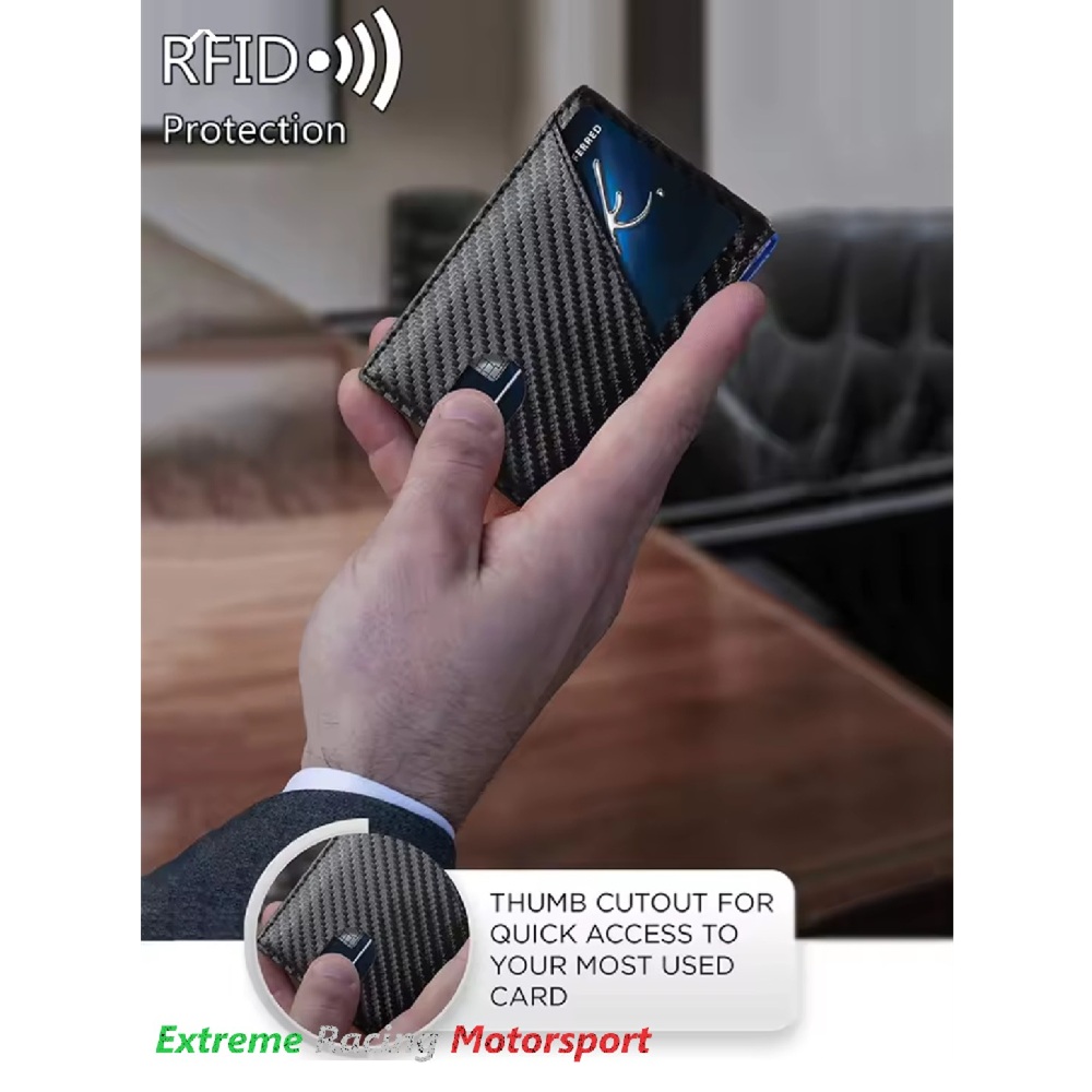 Xtreme Racing Portafogli e Articoli in Ecopelle Portafoglio Carbon Look blu con protezione RFID