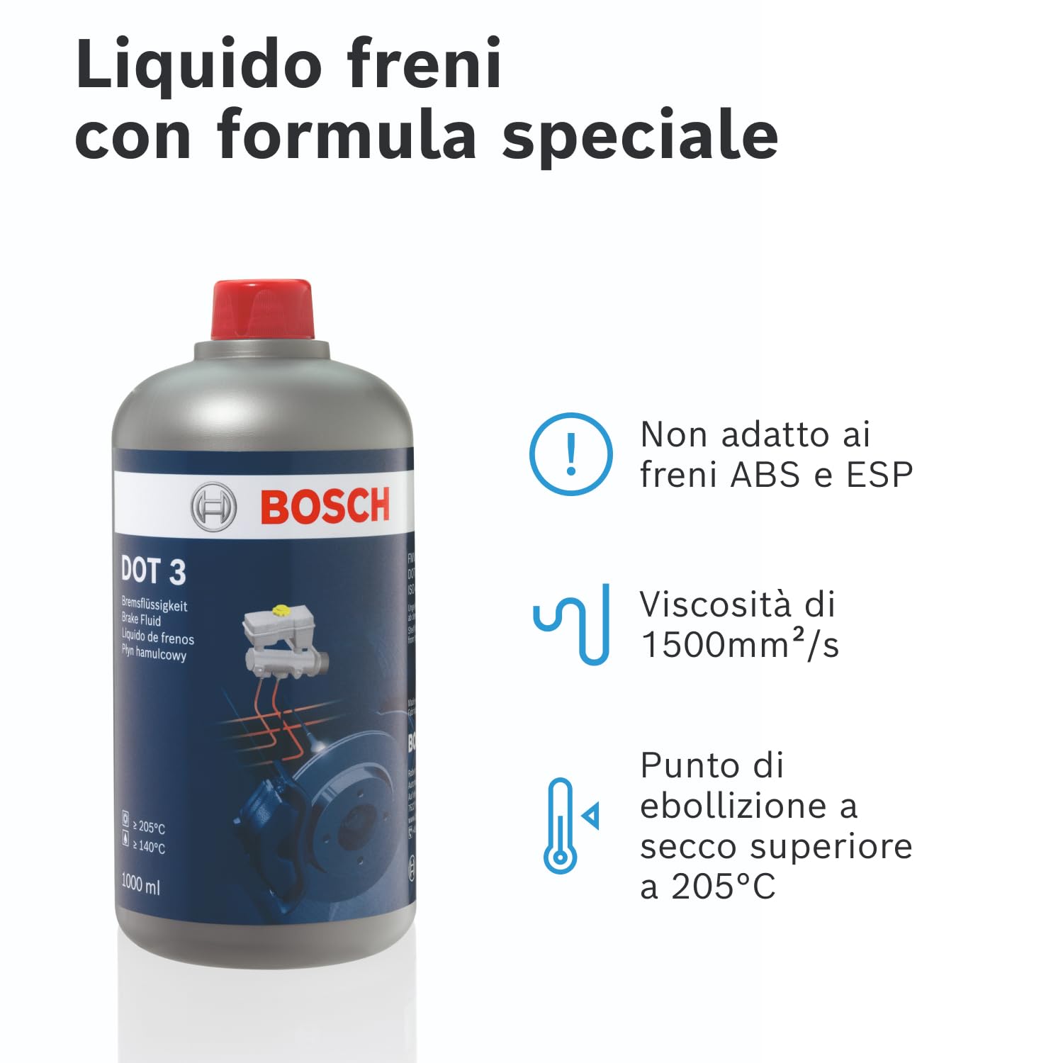 Bosch HCP Sistema frenante liquido freni DOT 3 1 L per veicoli prima del 2000