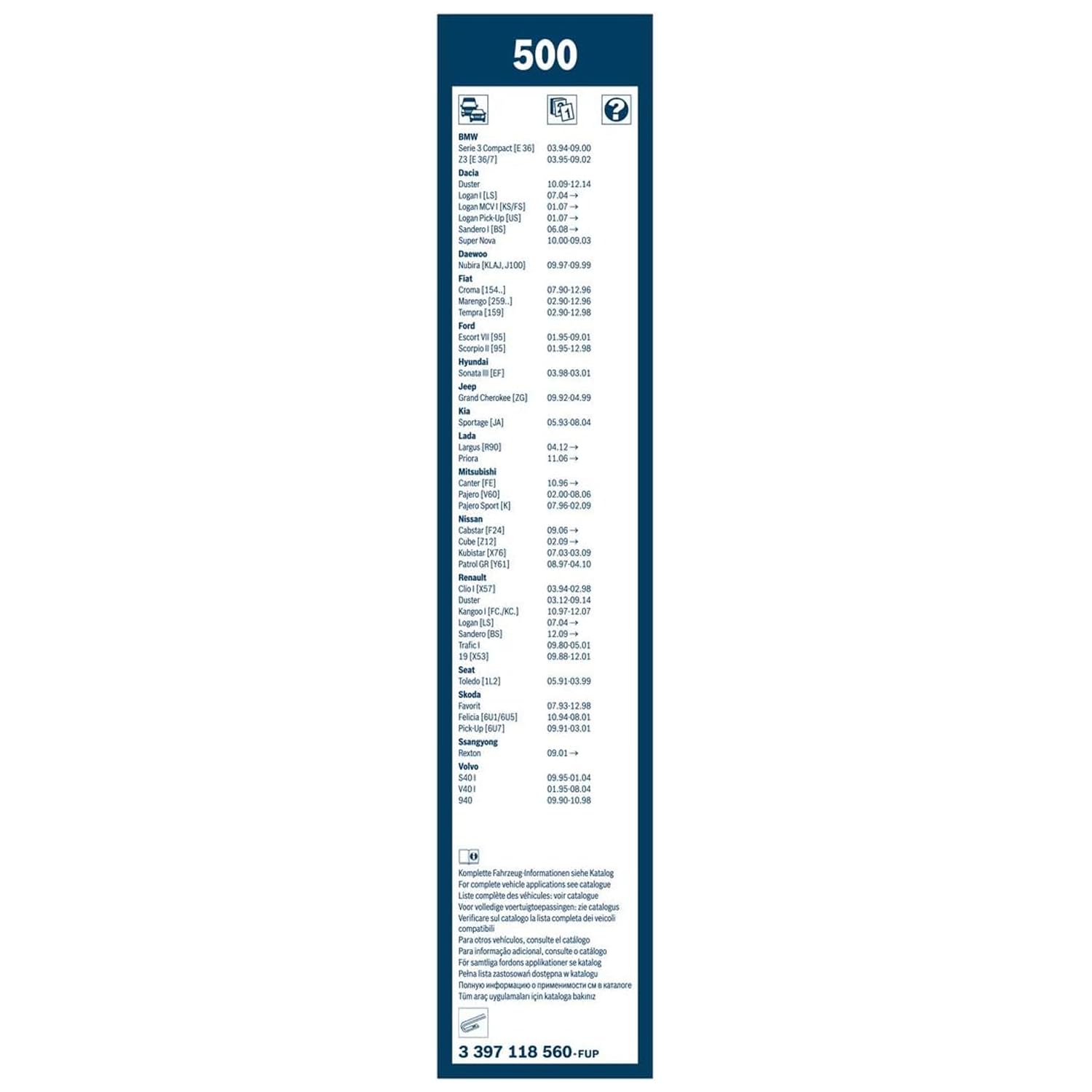 Bosch HCP Spazzole tergicristallo Twin 500 500/500 mm doppia gomma