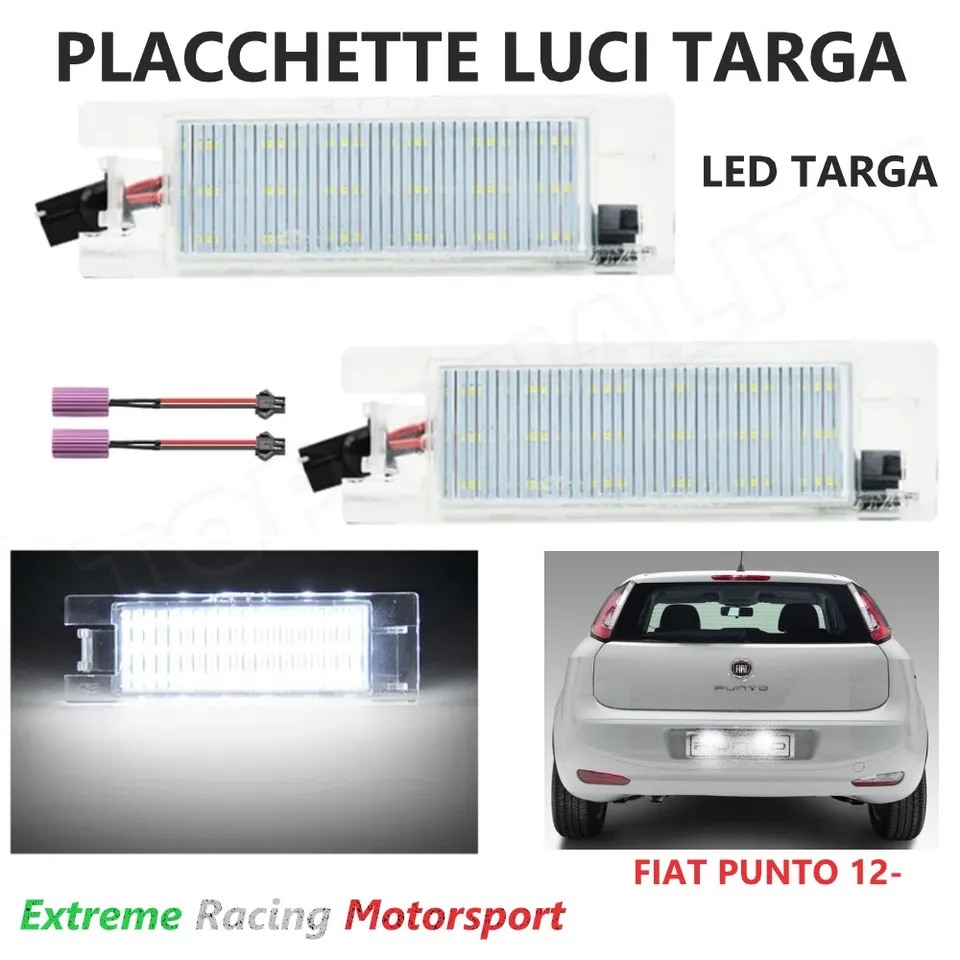 Xtreme Racing Accessori per Illuminazione LED Placchette Luci Targa a Led Fiat Punto 2012 12- bianco 2 pezzi
