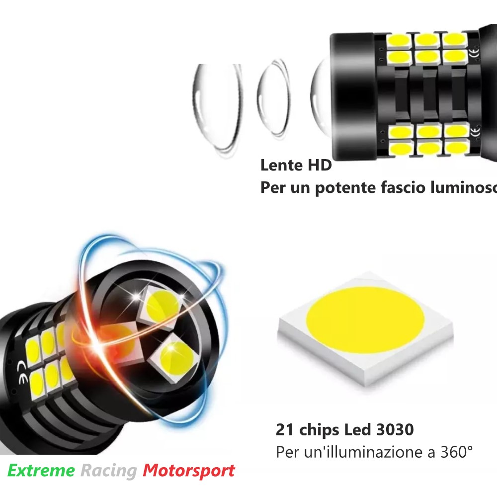 Xtreme Racing Lampadine LED ERM T20 7440 W21W 35 CPS LED bianco ghiaccio