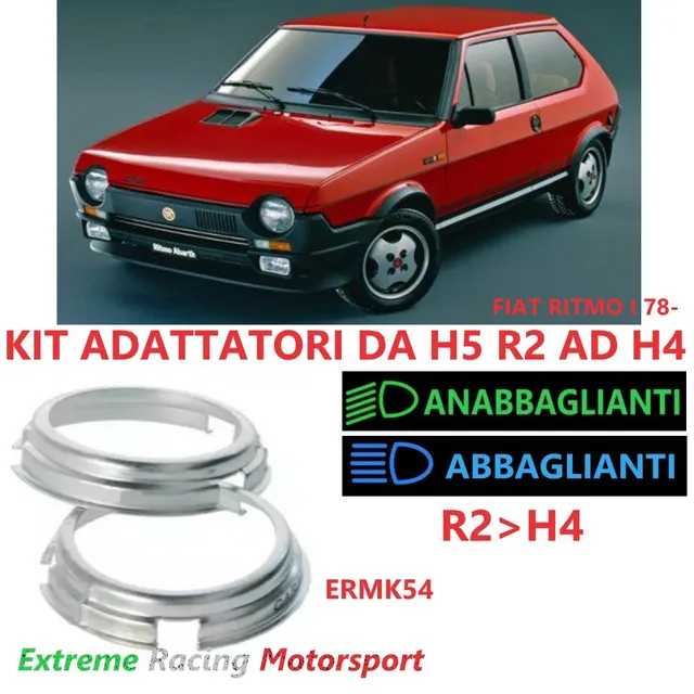 Xtreme Racing Accessori per Illuminazione LED ERMK54 Fiat Ritmo adattatori H5>H4 coppia in alluminio