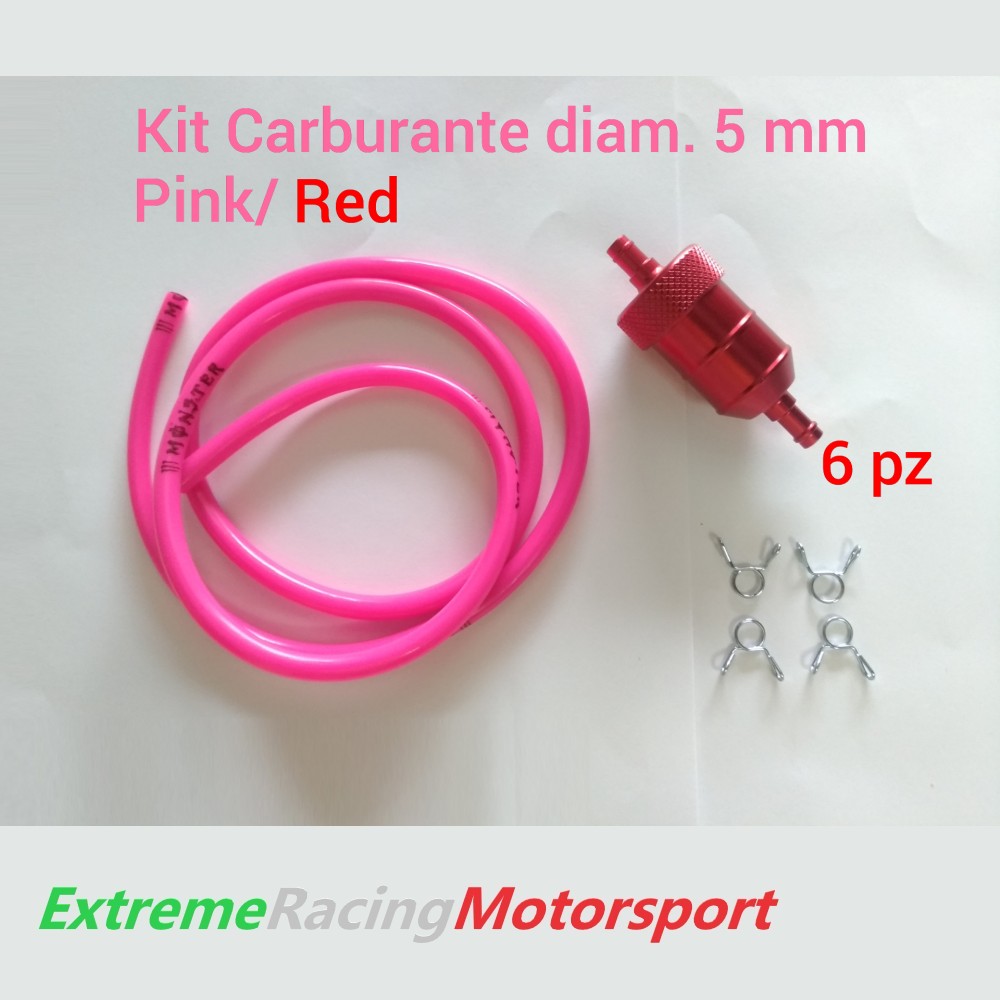 Xtreme Racing Kit tubo siliconico carburante 5x7 mm Pink/Rosso 1 m
