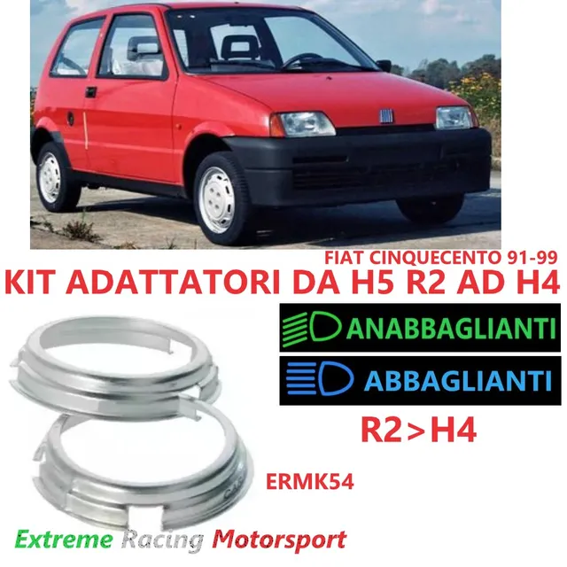 Xtreme Racing Accessori per Illuminazione LED ERMK54 adattatori H5-H4 coppia per Cinquecento