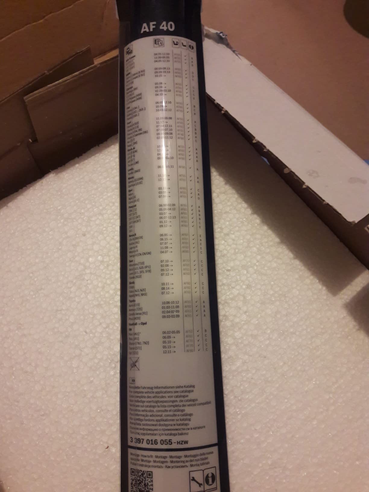 Bosch Spazzole tergicristallo AF40 spazzola Aerofit 400 mm flat