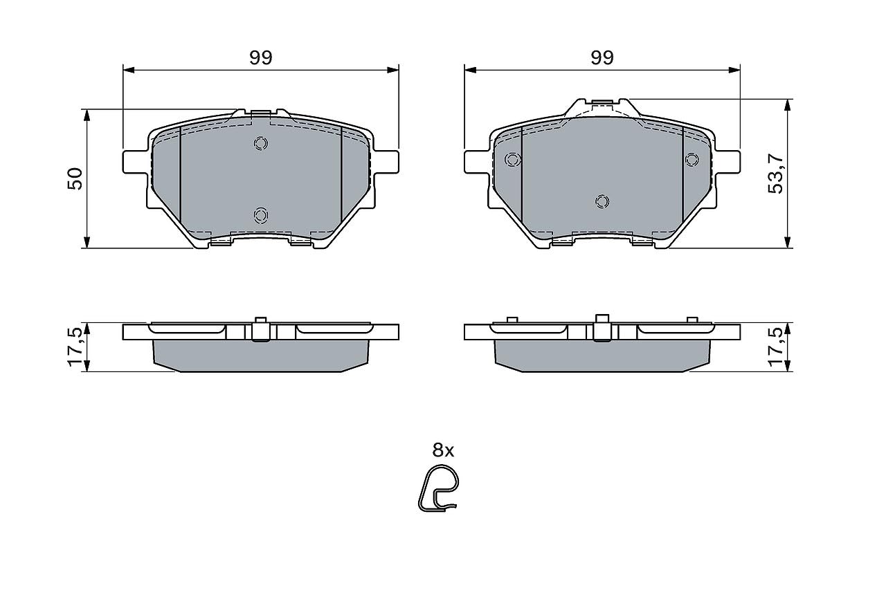 Bosch Sistema frenante 0986494716 pastiglie freno kit Low-Metallic