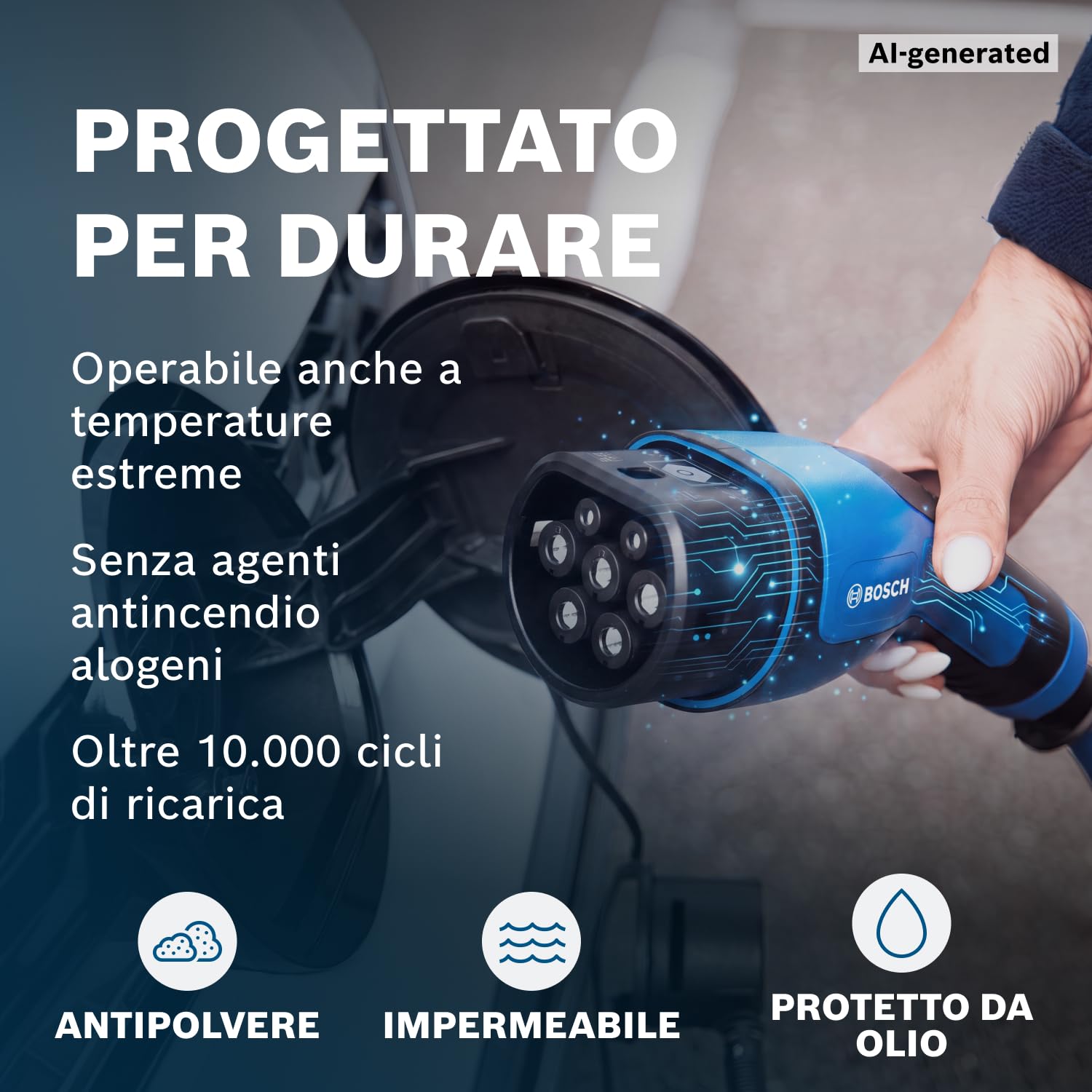 Bosch Accessori cavo ricarica auto elettrica Tipo 2 22 kW 5 m IP54