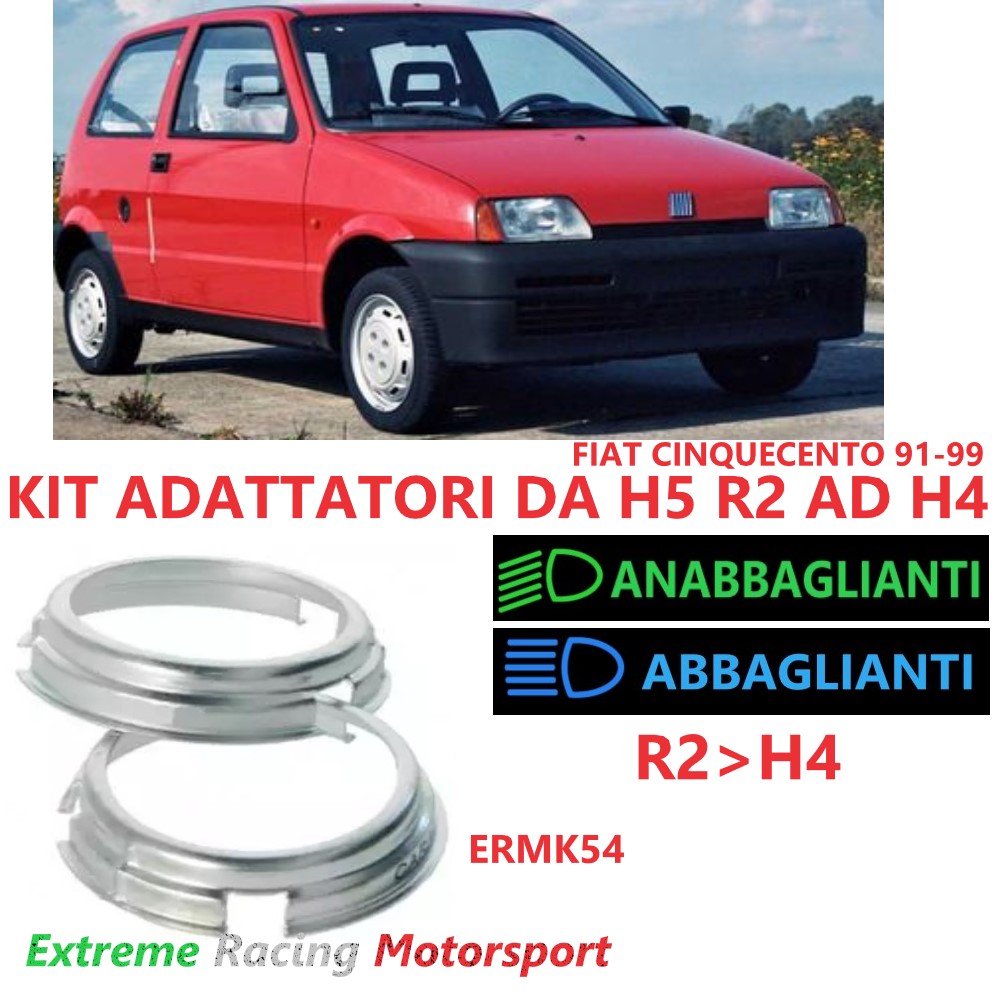 Xtreme Racing Accessori per Illuminazione LED ERMK54 adattatori H5-H4 coppia per Cinquecento