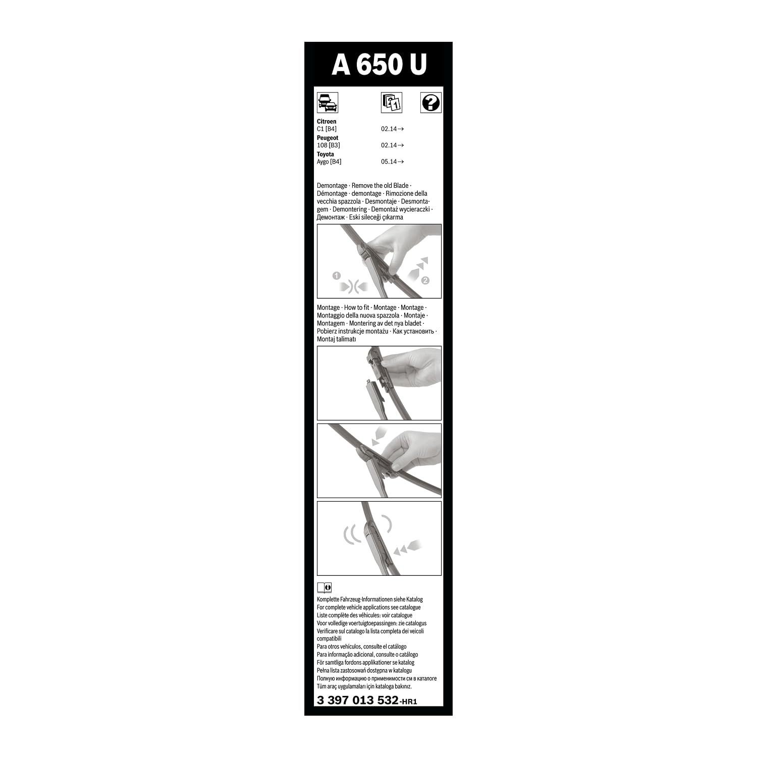 Bosch Spazzole tergicristallo AeroTwin Retro AR650U 1 pezzo 650 mm piatta