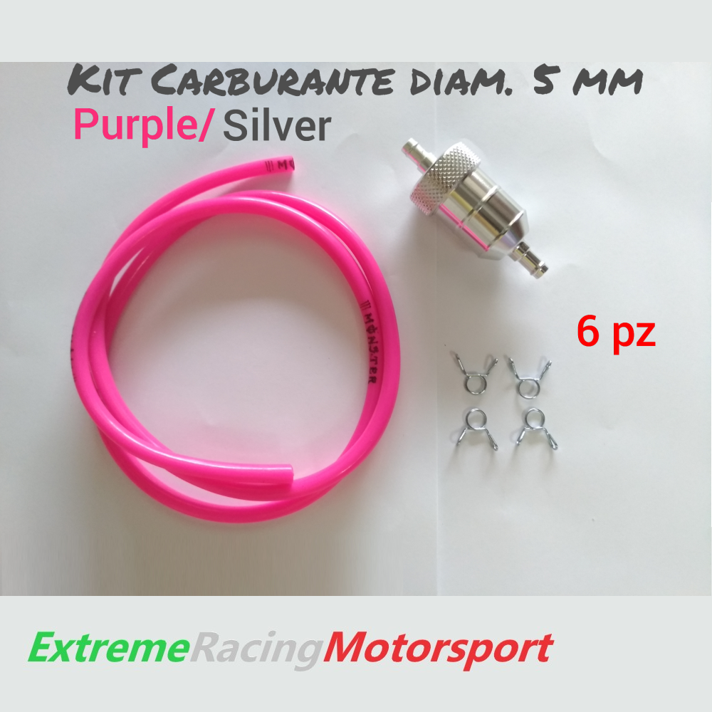Xtreme Racing Kit Tubo Siliconico Carburante 6 PZ 5×7 mm Purple/Chrome