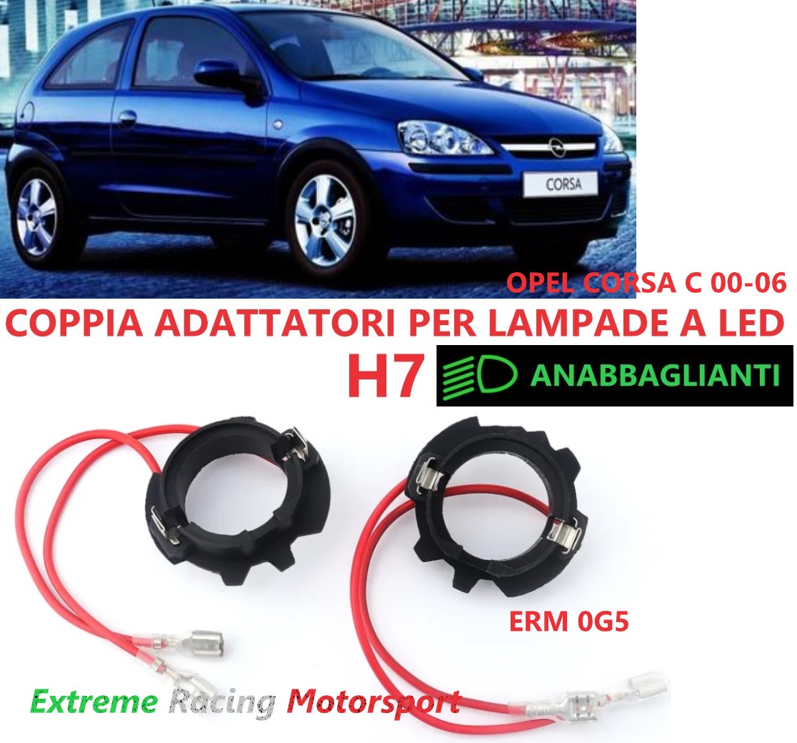 Xtreme Racing Accessori per Illuminazione LED ERM0G5 adattatori H7 Opel Corsa C coppia